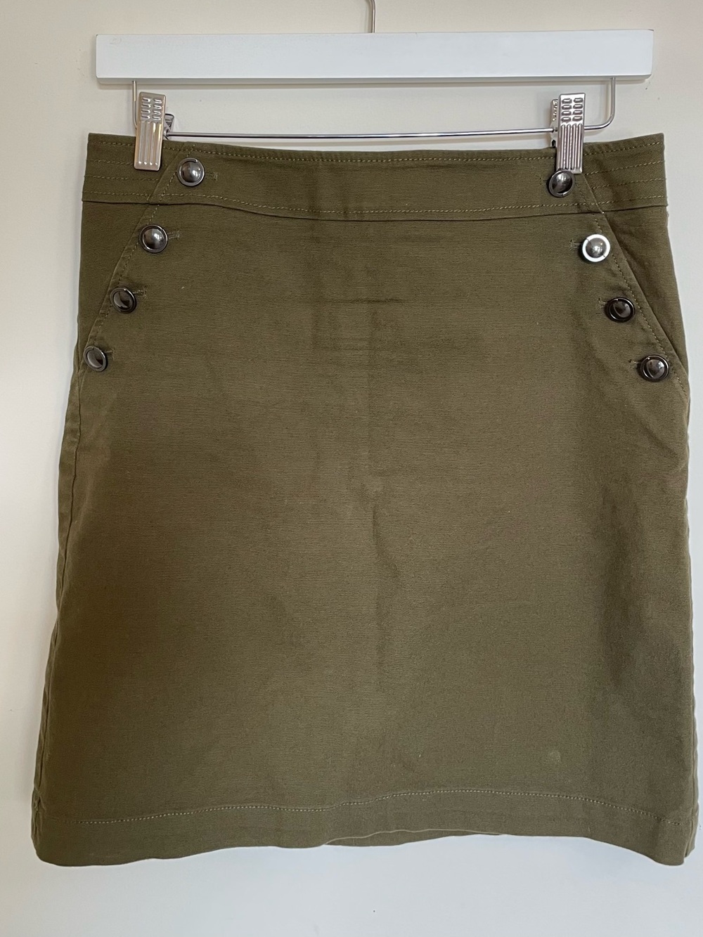 Talbots Olive A-Line Skirt with Decorative Buttons